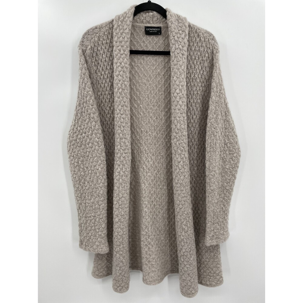 GIONFRIDDO Gray Mohair Blend Long Line Cardigan Sweater Size L